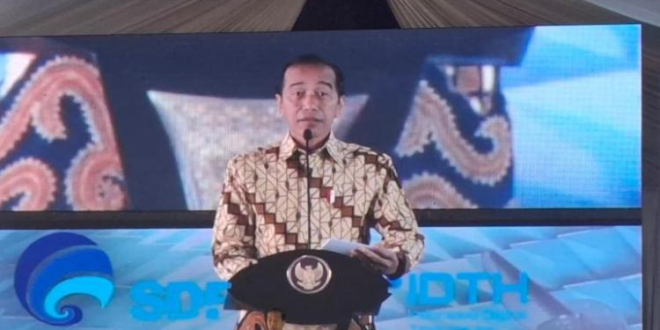 Presiden Jokowi saat meresmikan di Depok, Selasa (7/5/2024).